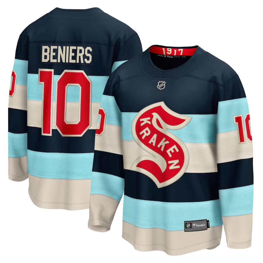 Men's Seattle Kraken Matty Beniers #10 Deep Sea Blue 2024 NHL Winter Classic Breakaway Jersey